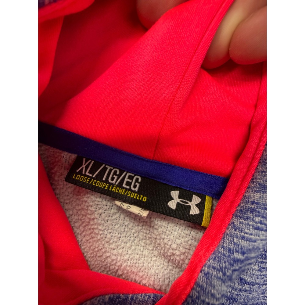 Under Armour Girls XL Hoodie Purple Heather Pink Logo Pullover 1262971 Loose Fit - Picture 4 of 6
